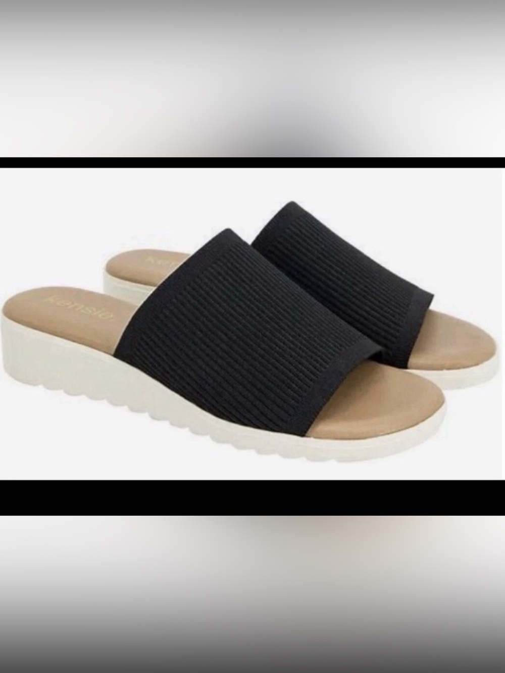 Kensie Women’s Ellie Knit Slide Sandals – BLACK Slip-On Comfort Shoes – 8 new